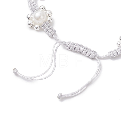 ABS Plastic Imitation Pearl & Electroplate Non-magnetic Synthetic Hematite Beads Braided Bead Bracelets for Women BJEW-JB12916-1