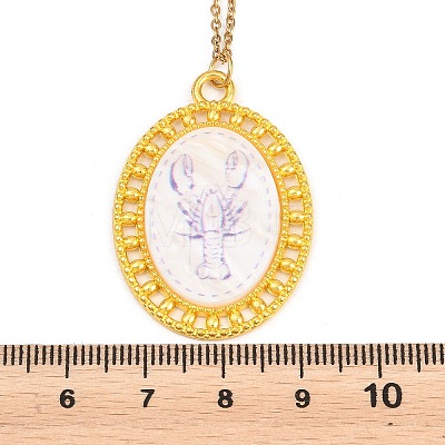 Ocean Theme Alloy Acrylic Shrimp Pendant 201 Stainless Steel Cable Chain Necklaces for Women NJEW-F369-01B-1