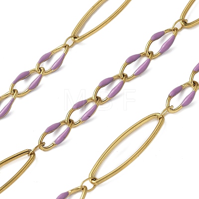 304 Stainless Steel Enamel Link Chains CHS-U003-01G-03-1