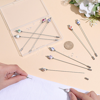 10Pcs Handmade Flower Printed Porcelain Brooches JEWB-CP00006-1
