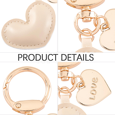 1Pc Imitation Leather Heart Keychain KEYC-CL0001-14C-1