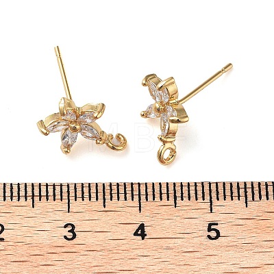 Brass Micro Pave Cubic Zirconia Studs Earring Findings KK-K364-03G-1