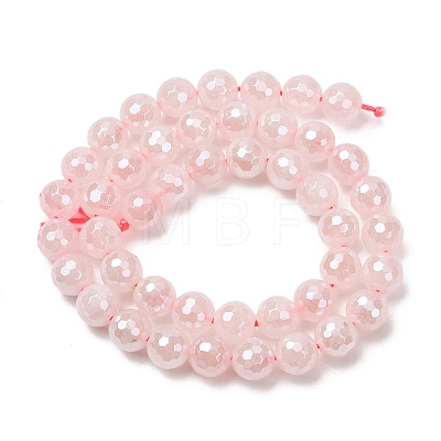 Electroplated Natural Rose Quartz Beads Strands G-B191-A04-8mm-1