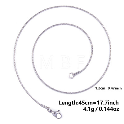 Non-Tarnish 1.2MM Unisex 304 Stainless Steel Snake Chains Necklaces YO4082-1-1