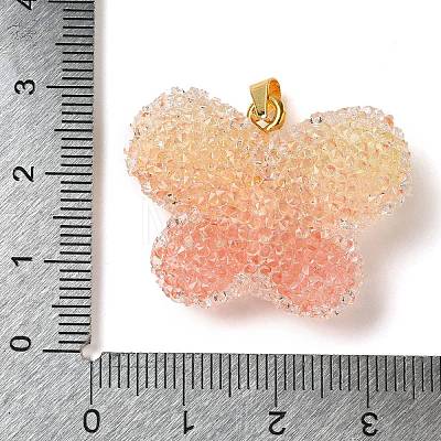 Transparent Resin Dotted Rhinetone Pendants RESI-N040-02G-01-RS-1