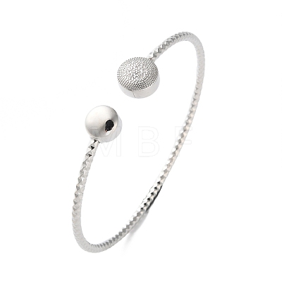 Clear Cubic Zirconia Open Cuff Bangle BJEW-G737-01P-03-1