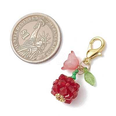 Fruit & Flowers Glass Seed Beads Pendant Decorations HJEW-MZ00407-02-1