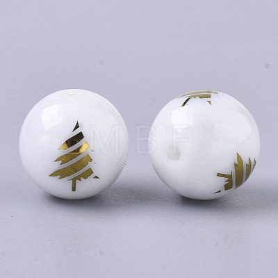 Christmas Opaque Glass Beads X-EGLA-R113-02C-1