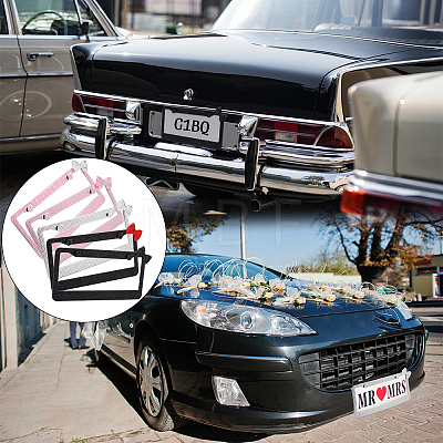 5 Sets 5 Colors Stainless Steel & Arcylic Rhinestone Frames for Licence Plate DIY-WA0001-32A-1