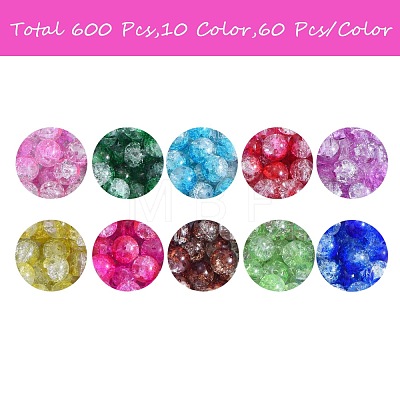 300Pcs 10 Colors Baking Painted Crackle Glass Bead Strands CCG-SZ0001-06-1