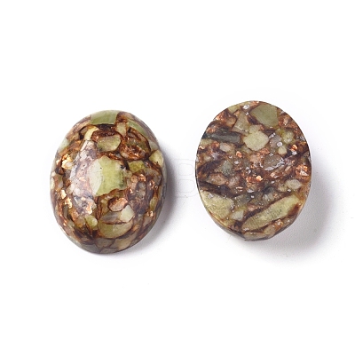 Assembled Synthetic Bronzite and Peridot Cabochons G-D0006-G01-01-1