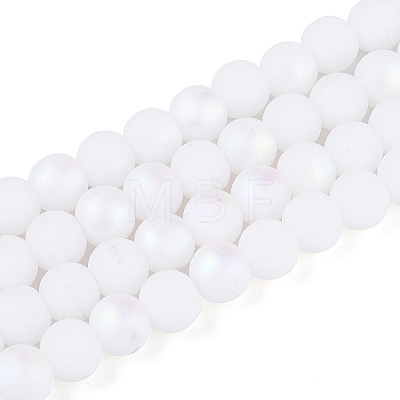 Frosted Opaque Glass Beads Strands GLAA-T032-P6mm-MBB02-1