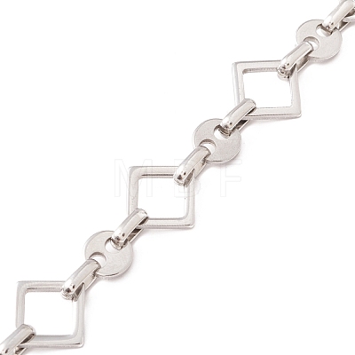 Non-Tarnish 304 Stainless Steel Rhombus & Coffee Bean Link Chains CHS-F017-03P-1