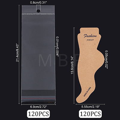   120Pcs Paper Anklet Display Cards CDIS-PH0001-47-1