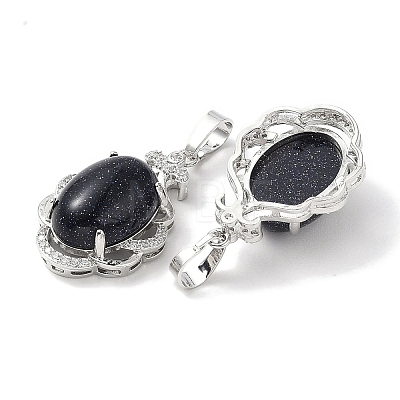 Synthetic Blue Goldstone Oval Pendants G-NH0025-15P-04-1