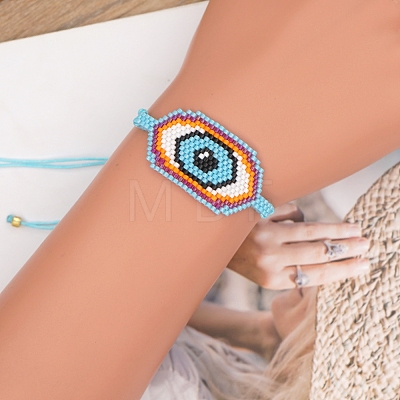 Friendship Eye Loom Pattern Seed Beads Bracelets for Women BJEW-Z013-16-1