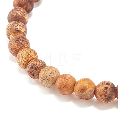Round Natural Agate Stretch Beaded Bracelets BJEW-JB08196-01-1