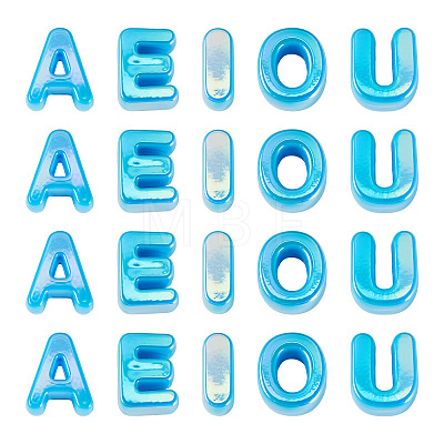 50Pcs 5 Styles UV Plating Opaque Acrylic Beads PACR-TA0001-31F-1