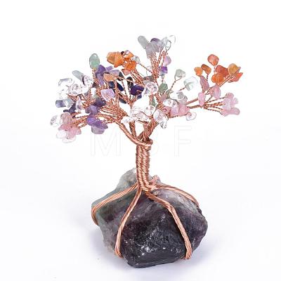 Natural Gemstone Chips and Fluorite Pedestal  Display Decorations G-S282-02-1