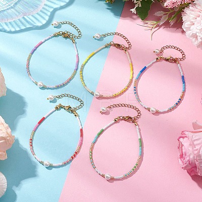 Glass Seed Beaded Bracelets for Women BJEW-MZ00134-1