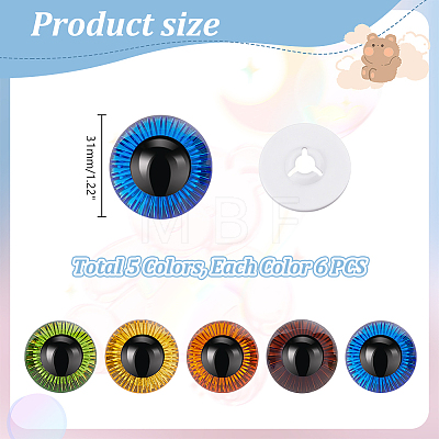   30Pcs 5 Colors Craft Plastic Doll Eyes DOLL-PH0001-49-1