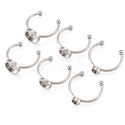 9Pcs 3 Styles 304 Stainless Steel Cuff Pad Ring Settings STAS-PJ0001-16P-1