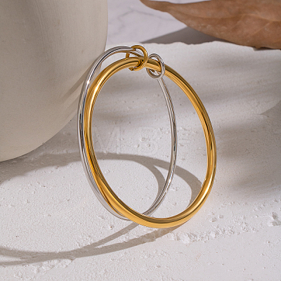 304 Stainless Steel Double Layered Plain Bangles for Women EC4936-1