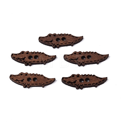 2-Hole Crocodile Wood Buttons BUTT-Q046-01B-1