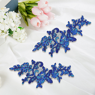2Pairs Leaves Polyester Embroidery Ornaments Accessories DIY-GF0014-46B-1