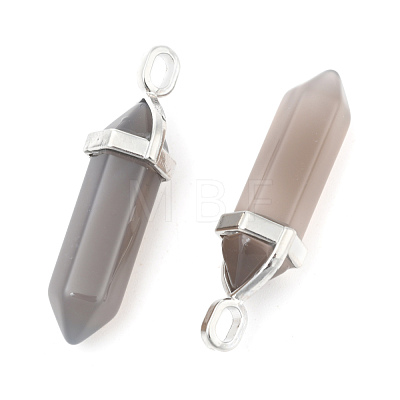 Natural Grey Agate Double Terminated Pointed Pendants X-G-F295-05M-1