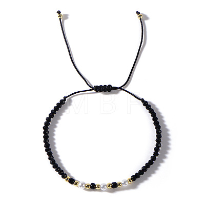 Elegant Imitation Pearl & Glass & Brass Beads Braided Bead Bracelets for Women SF9427-4-1
