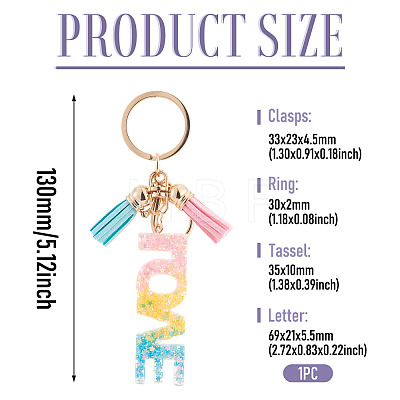 Alloy & Resin Tassel Keychains AJEW-TADJ0001-18A-1