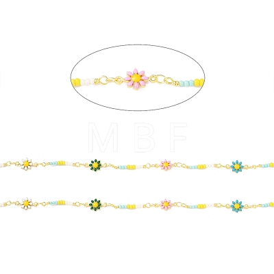 Handmade Brass Enamel Flower Link Chains CHC-D032-07G-1