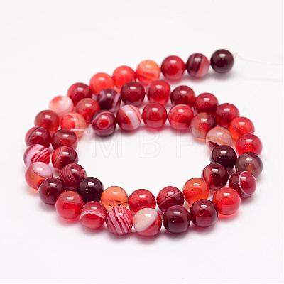 Natural Striped Agate/Banded Agate Bead Strands G-K155-B-8mm-01-1