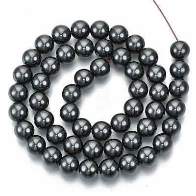 Non-Magnetic Synthetic Hematite Beads Strands X-G-Q892-8mm-1