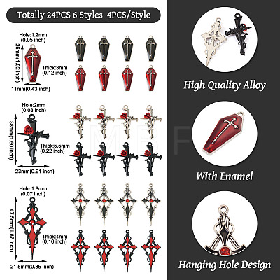 24Pcs 6 Styles Alloy Enamel Pendants ENAM-TA0001-56-1