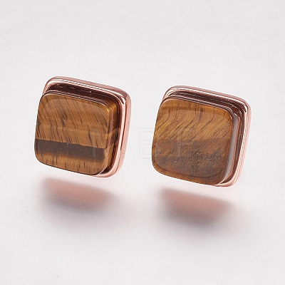 Natural Tiger Eye Stud Earrings EJEW-F139-A02-1