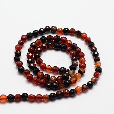 Faceted Natural Agate Round Beads Strands X-G-E318C-4mm-09-1