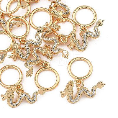 SHEGRACE Dragon Brass Micro Pave Clear Cubic Zirconia Toggle Clasps XGRQ58581-788G-1