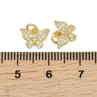Brass Micro Pave Clear Cubic Zirconia Charms KK-D218-26G-05-1