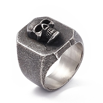Skull 304 Stainless Steel Finger Ring RJEW-F137-02AS-1