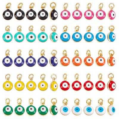 50Pcs 10 Colors Brass Enamel Charms KK-BBC0003-66-1