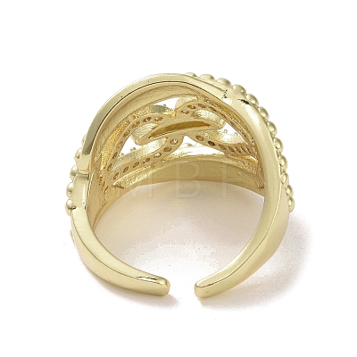 Brass Micro Pave Cubic Zirconia Open Cuff Ring RJEW-K256-51G-1