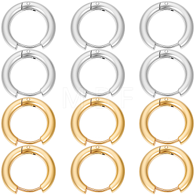 12Pairs 2 Colors 304 Stainless Steel Huggie Hoop Earrings EJEW-SC0001-96-1