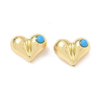 Brass Heart Beads KK-D289-06G-1