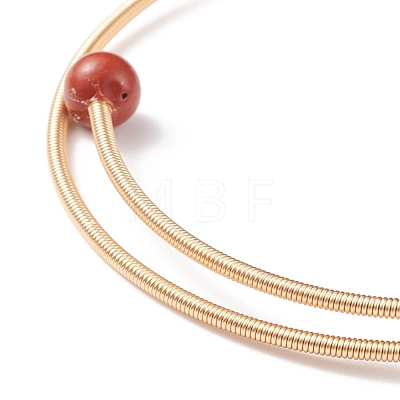 Natural Gemstone & Pearl Round Beaded Bangle BJEW-JB08464-1