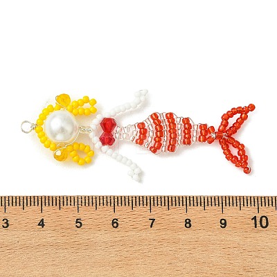Copper Wire Wrapperd Glass Seed Beads Big Pendants PALLOY-MZ01442-01-1