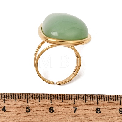 Resin Imitation Gemstone Cuff Open Rings RE-CBA09F0-01G-02-1