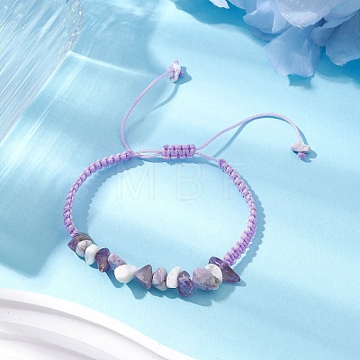 Adjustable Natural Gemstone Braided Bracelets for Women BJEW-JB10997-02-1