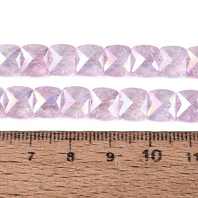 Electroplate Transparent Crackle Glass Beads Strands EGLA-Q135-02A-B04-1